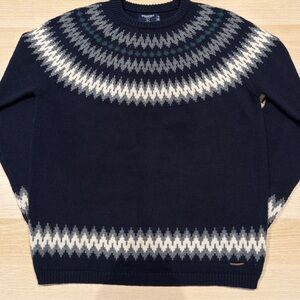 Springfield Navy Blue Fair Isle Knit Sweater Size Large